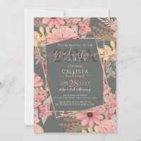 Elegant Pink Golden Sage Flowers Leaves Graduation