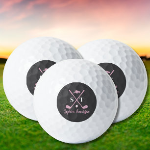 Elegant Pink Golf Club White Bows Custom Birthday Balls