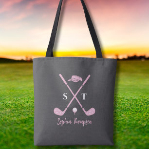 Elegant Pink Golf Club White Bows Custom Birthday Tote Bag