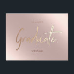 Elegant Pink Graduate Invitation Postcards<br><div class="desc">Custom Graduation Card with no photos. Elegant Pink Graduate Announcement or Invitation Postcards,  Stylish Modern Calligraphy Script text Postcards in faux pink rosegold metallic foil.</div>