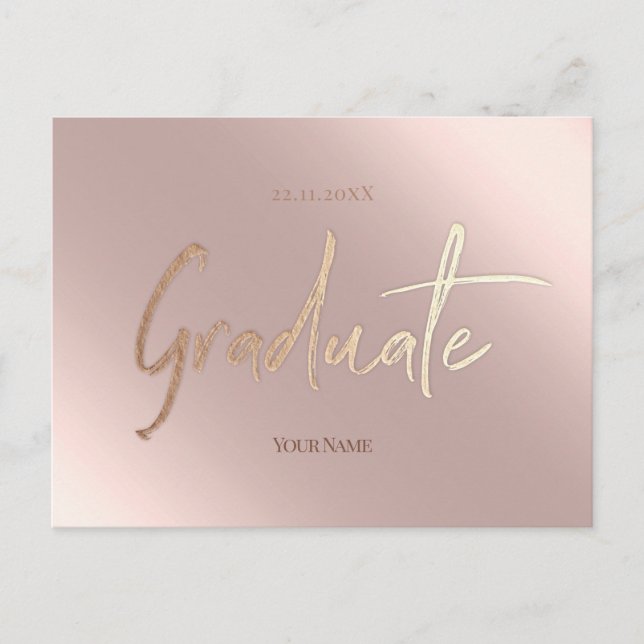 Elegant Pink Graduate Invitation Postcards (Front)