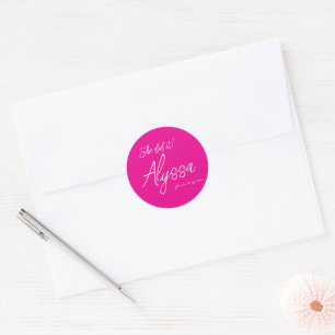 Elegant Pink Graduation Party She Did It Classic Round Sticker