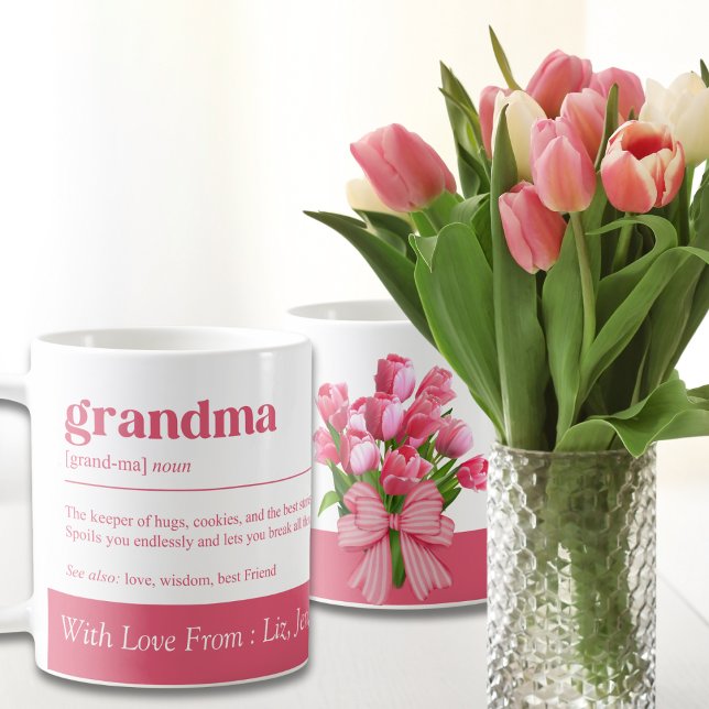 Elegant Pink Grandma Definition With Tulip  Coffee Mug (Creator Uploaded)