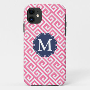 Elegant Pink Greek Key Personalised Case-Mate iPhone Case