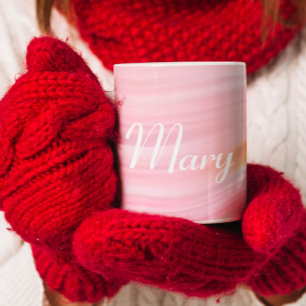 Elegant Pink green acrylic Marble Custom Script Coffee Mug