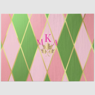 Elegant Pink & Green Argyle Gift Tissue Paper