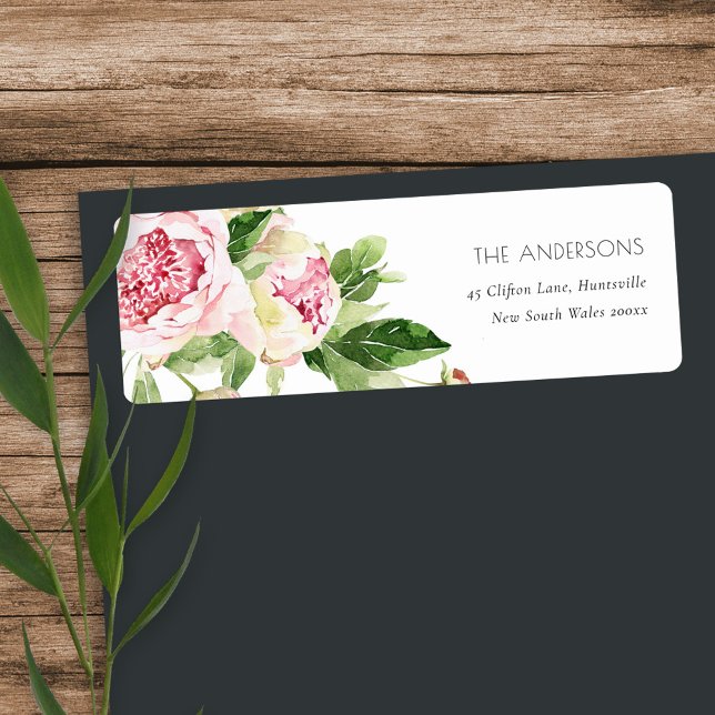 ELEGANT PINK GREEN BLUSH PEONY FLORAL WATERCOLOR (Creator Uploaded)