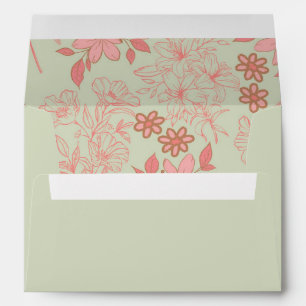 Elegant Pink & Green Boho Floral Engagement Envelope