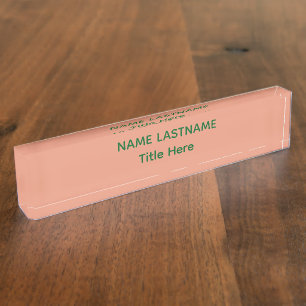 Elegant pink &green custom name nameplate