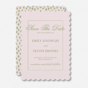 Elegant Pink Green Dots Wedding Save The Date