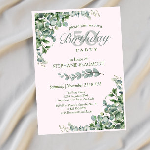 Elegant Pink Green Flower Women's 50th Birthday Invitation