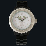 Elegant Pink Green Mother of the Bride Wrist Watch<br><div class="desc">Elegant modern eucalyptus greenery pink orchid mother of the bride wrist watch.</div>