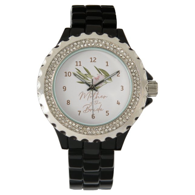 Elegant Pink Green Mother of the Bride Wrist Watch (Front)