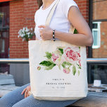 Elegant Pink Green Peony Floral Bridal Shower Tote Bag<br><div class="desc">If you need any further customisation please feel free to message me on yellowfebstudio@gmail.com.</div>