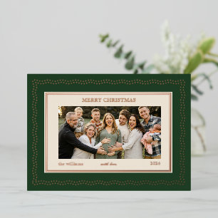 Elegant Pink Green Starry Christmas Family Photo
