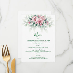 Elegant Pink Greenarry Modern Wedding Menu