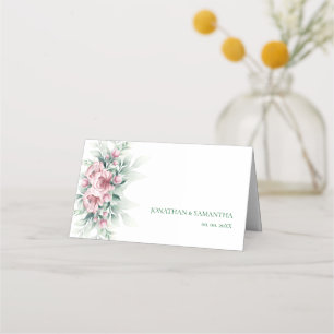 Elegant Pink Greenarry Modern Wedding Place Card