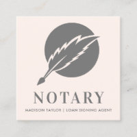 Elegant Pink Grey Feather Quill Nib Public Notary