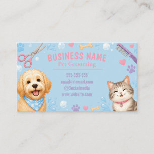 Elegant Pink Grooming Salon Business Card Template