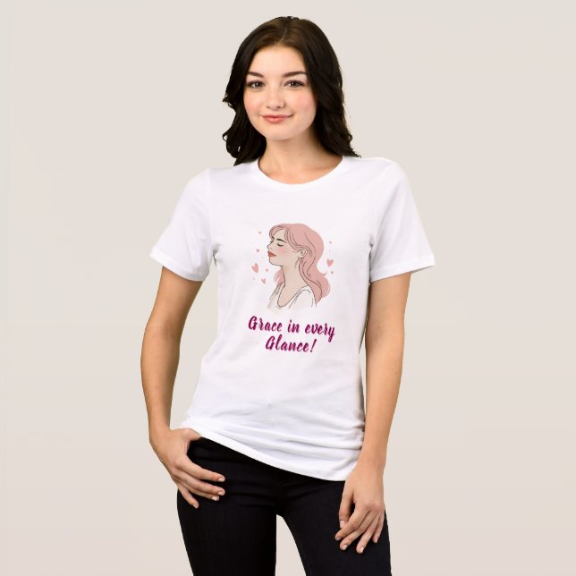 Elegant Pink-Haired Woman Tri-Blend Shirt (Front Full)