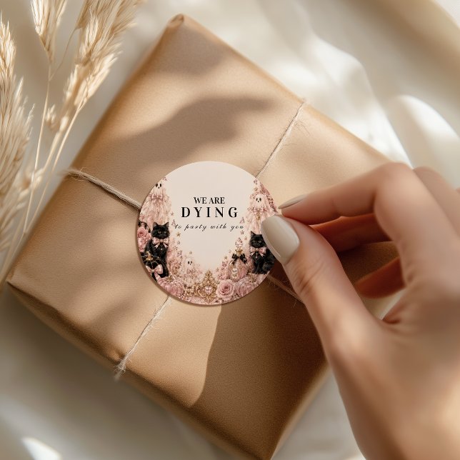 Elegant Pink Halloween Celebration Classic Round Sticker (Creator Uploaded)