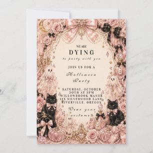 Elegant Pink Halloween Celebration Invitation