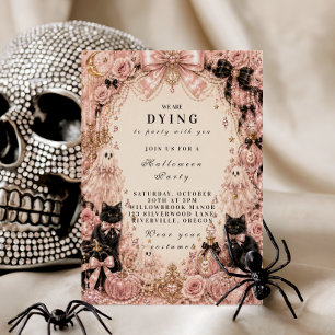 Elegant Pink Halloween Celebration Invitation