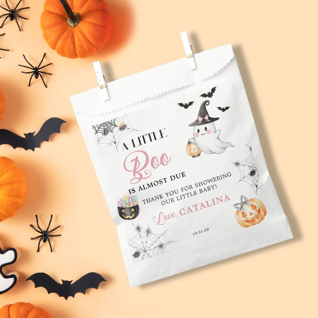 Elegant Pink Halloween Ghost Pumpkin Baby Shower Favour Bags (Creator Uploaded)