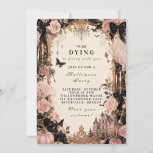 Elegant Pink Halloween Party Invitation