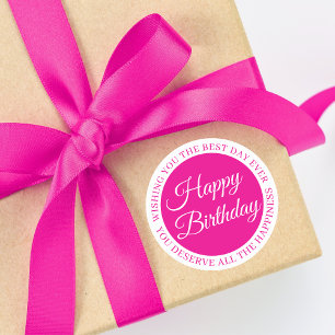 Elegant Pink “Happy Birthday” Sticker