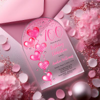 Elegant Pink Heart Balloons 100th Birthday Party