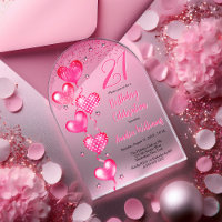 Elegant Pink Heart Balloons 21st Birthday Party