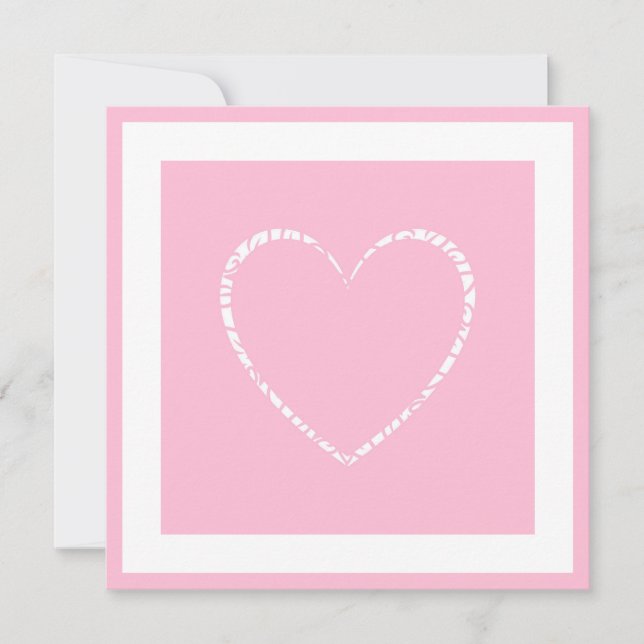 Elegant Pink Heart, Framed Valentine's Flat Card (Front)