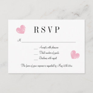 Elegant pink heart RSVP wedding response cards