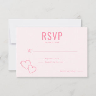 Elegant Pink Hearts RSVP Card