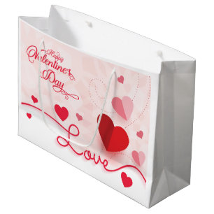 Elegant Pink Hearts Valentine's Day  Large Gift Bag
