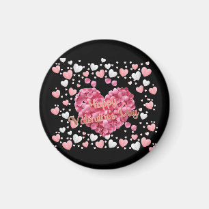 Elegant Pink Hearts Valentine's Day Magnet