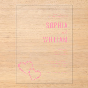 Elegant Pink Hearts Wedding Invitation