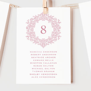 Elegant Pink Heirloom Crest Wedding Seating Card