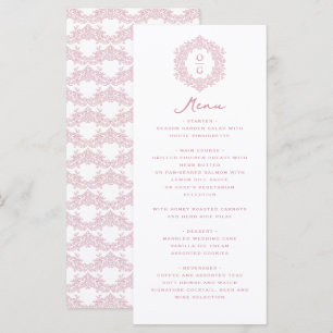 Elegant Pink Heirloom Wedding Reception Menu