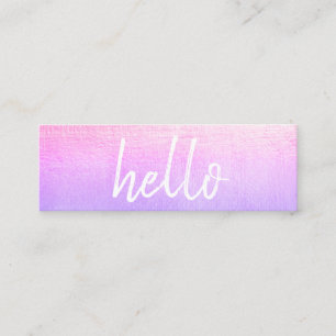 Elegant Pink Hello Planner Mini Business Card