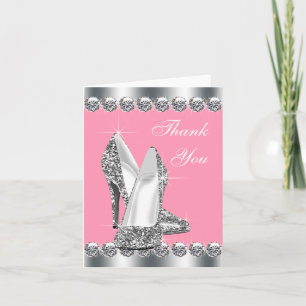 Elegant Pink High Heel Shoe Thank You Cards