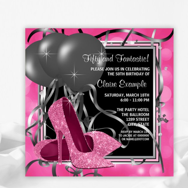 Elegant Pink High Heels Birthday Party Invitation (You can change all of the text as needed for your event. This is an any occasion invitation.)