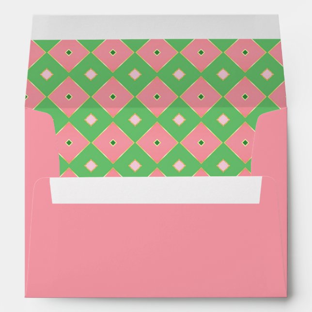 Elegant Pink Holiday Harlequin Liner  Envelope (Back (Bottom))