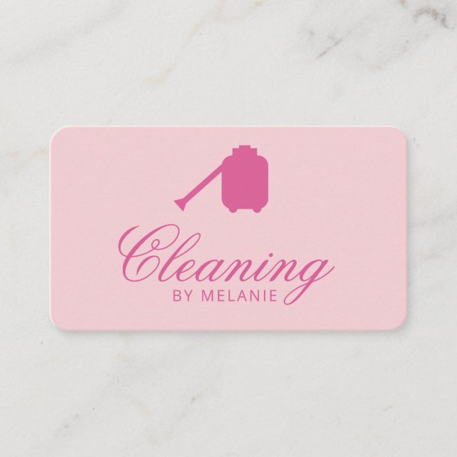 Elegant Pink House Cleaning Service Business Card (Front)