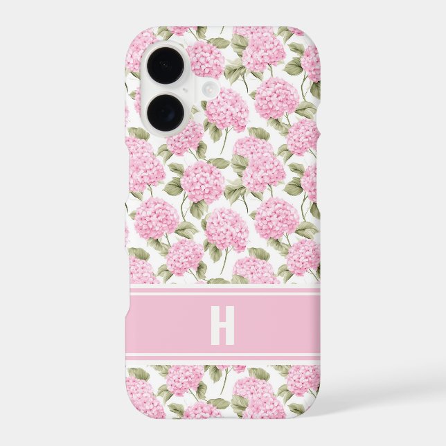 Elegant Pink Hydragea Flowers Pattern Monogram (Back)