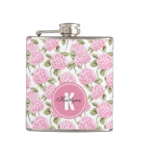 Elegant Pink Hydragea Flowers Pattern Monogram