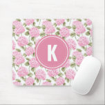 Elegant Pink Hydragea Flowers Pattern Monogram Mouse Pad<br><div class="desc">Enhance your workspace with the Elegant Pink Hydrangea Flowers Pattern Monogram Mouse Pad. Featuring a delicate floral design in soft pink hues, this stylish mouse pad adds a touch of sophistication to your desk. The personalised monogram creates a unique and refined look, making it an ideal gift for professionals, students,...</div>