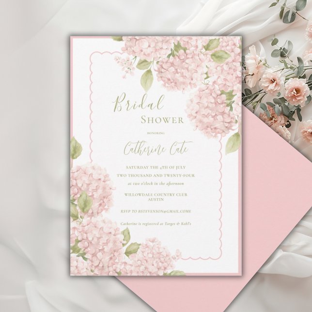 Elegant Pink Hydrangea Bridal Shower  Invitation (Creator Uploaded)