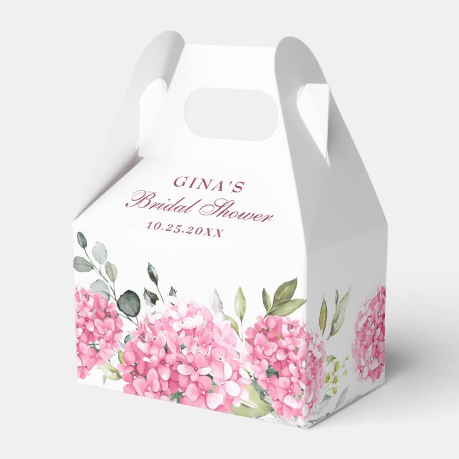Elegant Pink Hydrangea Eucalyptus Bridal Shower Favour Box (Front Side)